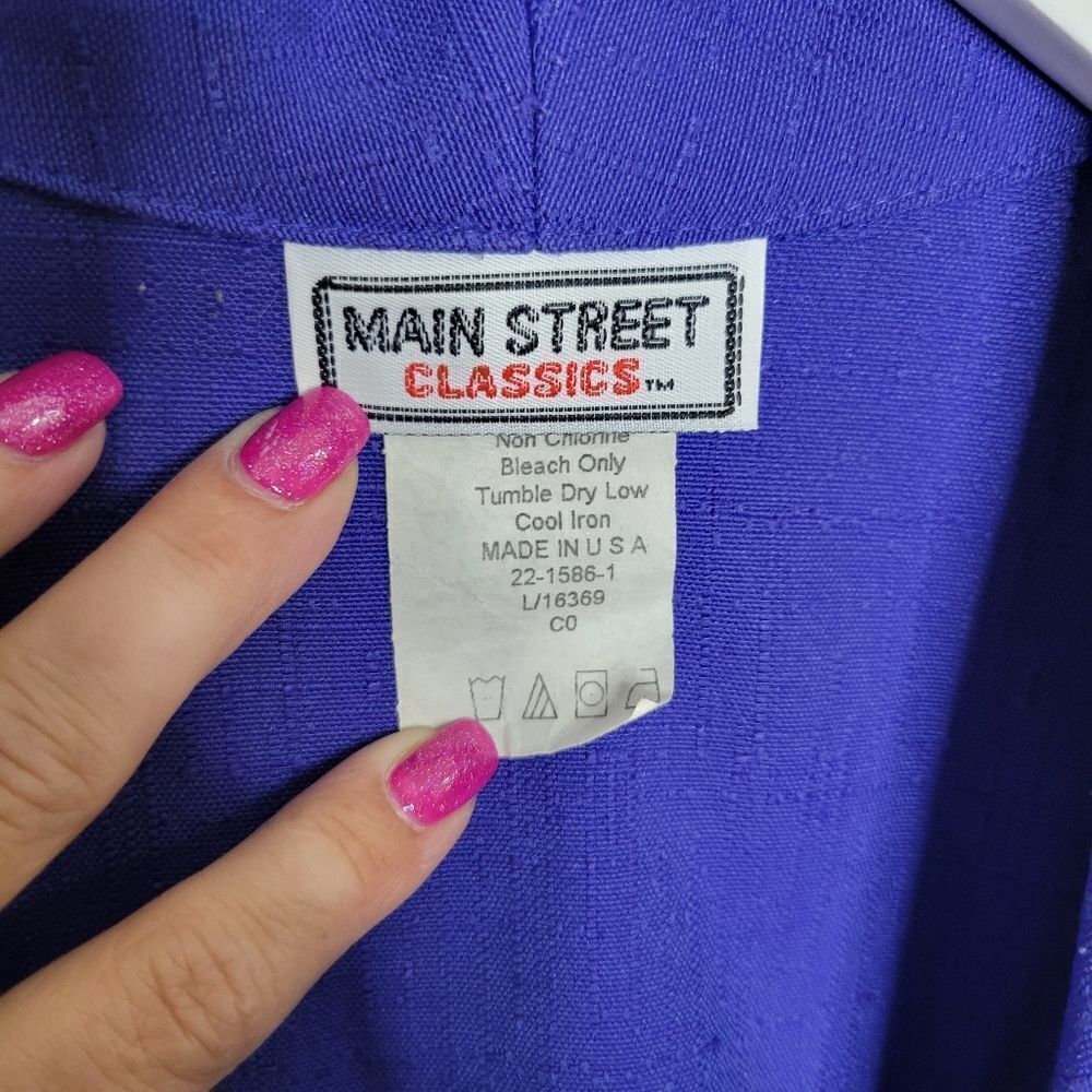 Main Street Classics VINTAGE 90s Purple Indigo Open Front Blazer - Picture 3 of 4